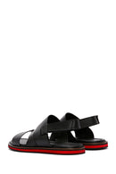 Men's Black Strappy Leather Sandals | Derimod