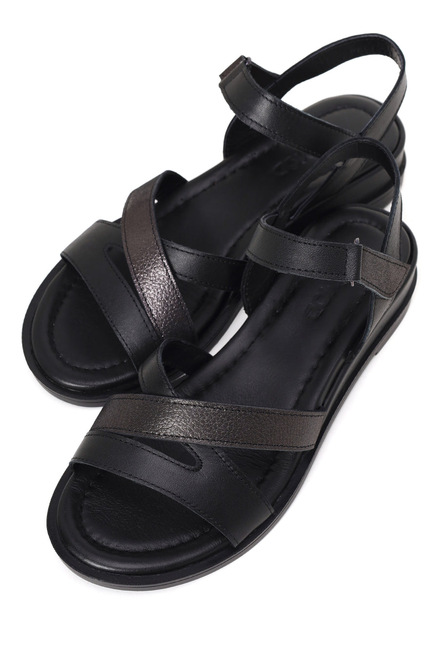 Women’s Black Ankle-Strap Leather Sandals