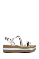 Women's Silver Ankle Strap Thick Soled Sandals | Derimod