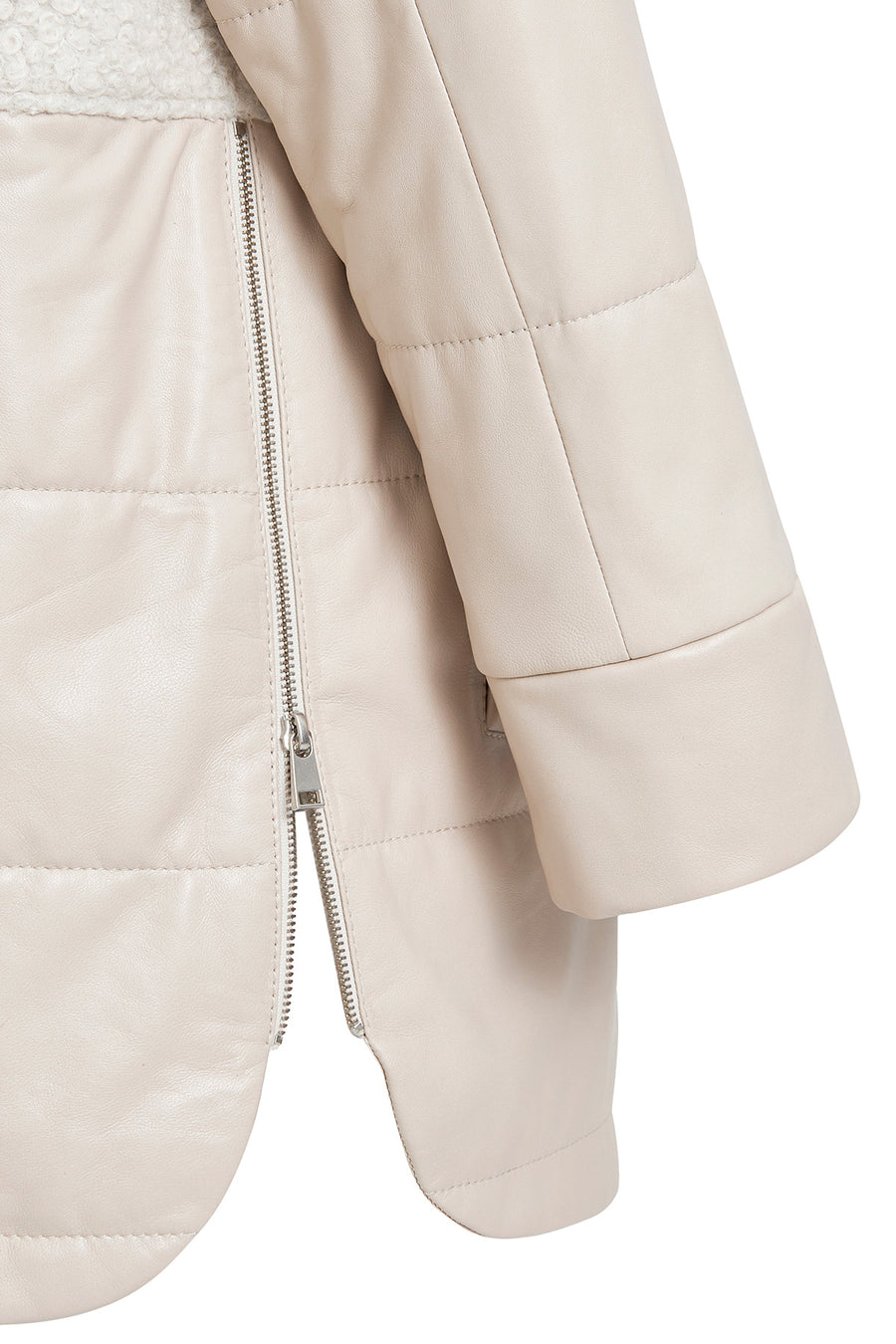 Atlanta Women's Beige Hooded Teddy Leather Jacket