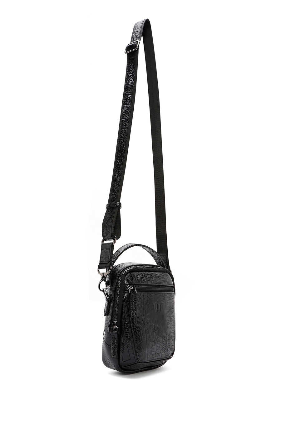 Men's Black Leather Messenger Bag