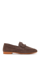Women's Mink Buckled Suede Leather Masculine Loafer | Derimod