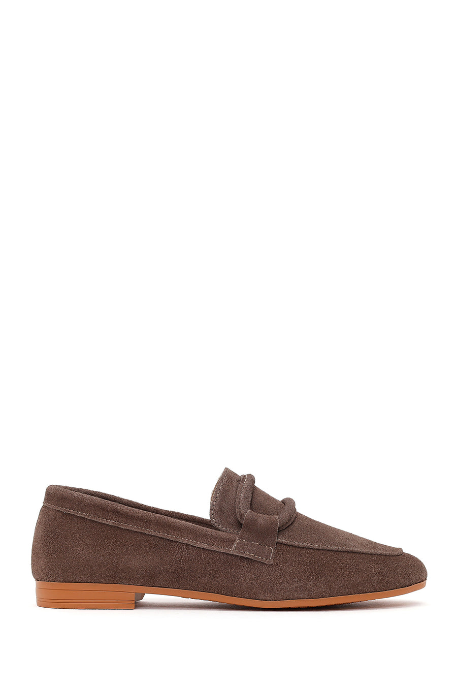 Women's Mink Buckled Suede Leather Masculine Loafer 26PFD350110 | Derimod
