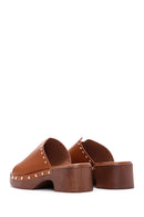 Women's Tan Thick Heeled Slippers | Derimod