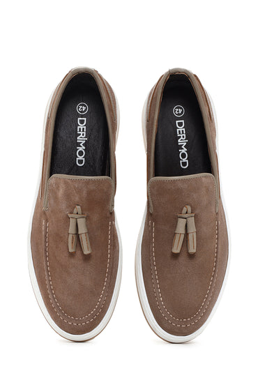 Erkek Vizon Süet Deri Casual Loafer_5