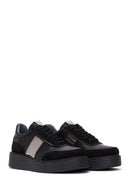 Women's Black Leather Thick Soled Sneaker | Derimod