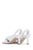 Women's White Leather Heeled Sandals | Derimod