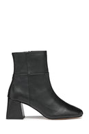 Geox Women's Black Coronilla Zippered Thick Heel Leather Boots | Derimod