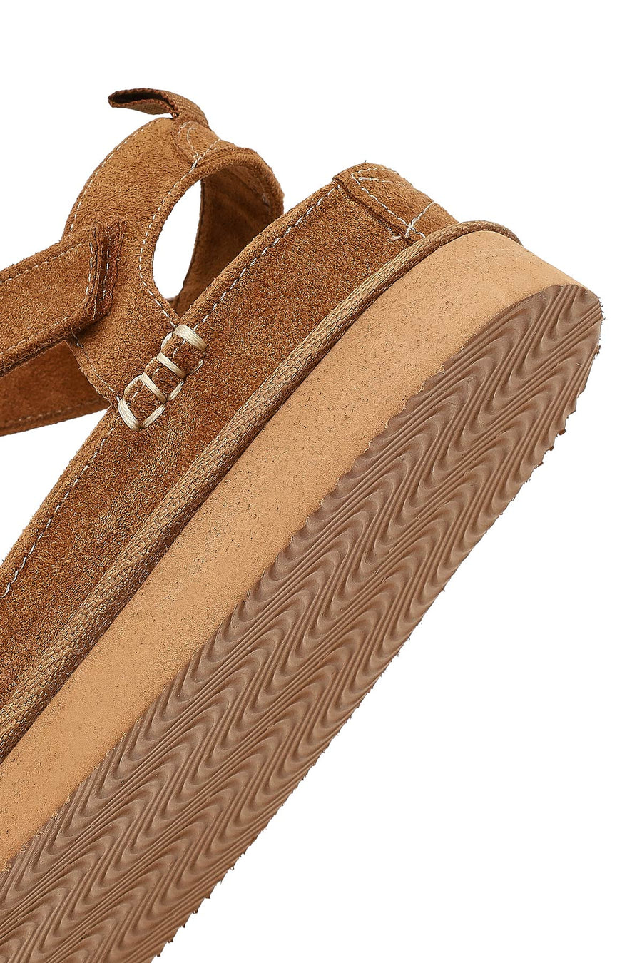Women's Tan Thick-Soled Suede Sandals