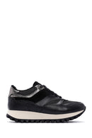 Women's Black Thick Soled Leather Sneaker | Derimod