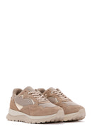 Women's Beige Suede Leather Thick Soled Sneaker | Derimod