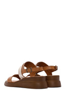 Women's Tan Ankle Strap Leather Comfort Sandals | Derimod