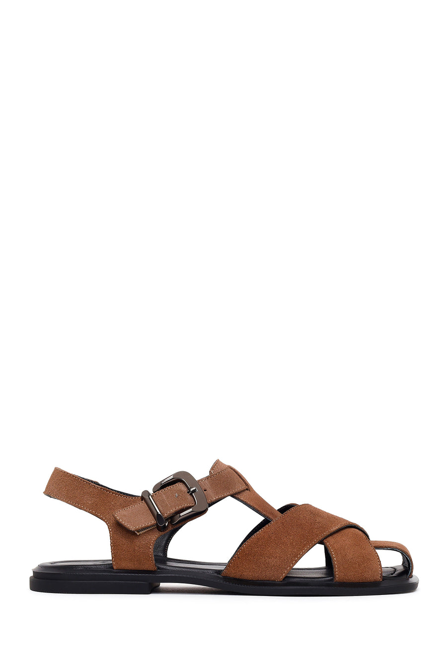 Woman Mink Ankle-Strap Buckled Suede Leather Sandals 26SFD341910 | Derimod