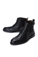 Men's Black Leather Zippered Classic Boots | Derimod