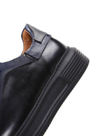 Men's Black Leather Thick Soled Sneaker | Derimod