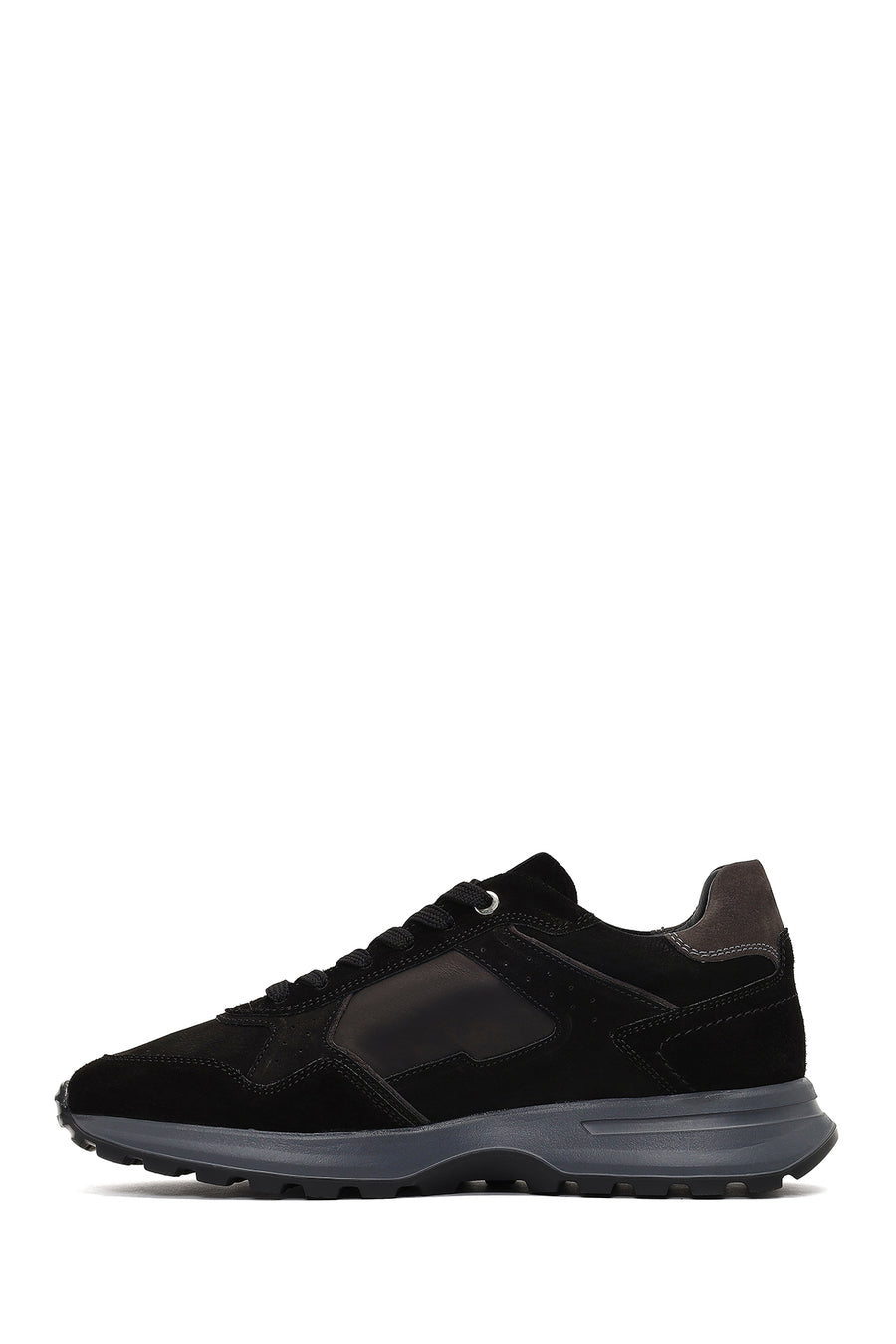 Men's Black Lace-Up Leather Sneaker