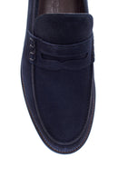 Men's Navy Blue Suede Leather Loafer | Derimod