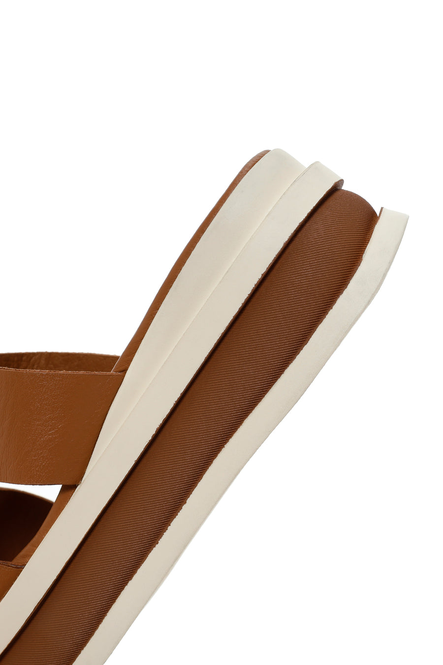 Women's Tan Thick Soled Leather Slippers