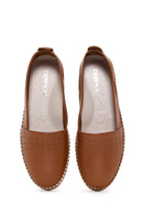 Women's Tan Leather Comfort Loafer | Derimod