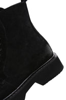 Men's Black Suede Leather Zippered Boots | Derimod