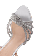 Women's Silver Stone Thin Heel Sandals | Derimod