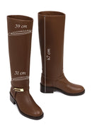 Women's Brown Buckled Leather Boot | Derimod