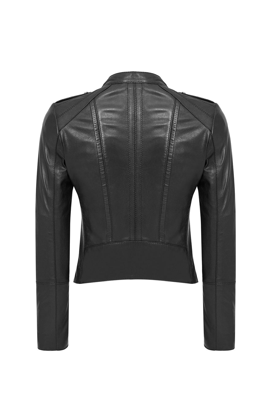 Cherie Women's Black Short Leather Coat