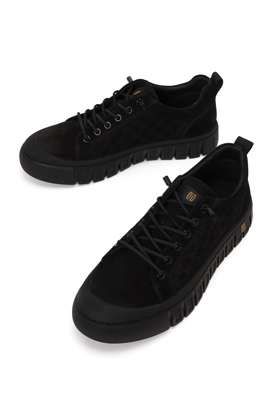 Erkek Siyah Bağcıklı Kalın Tabanlı Nubuk Deri Sneaker