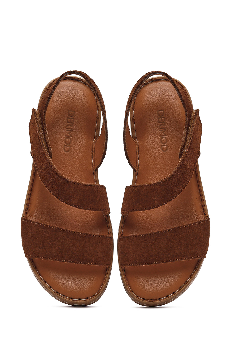 Women's Tan Suede Leather Comfort Sandals