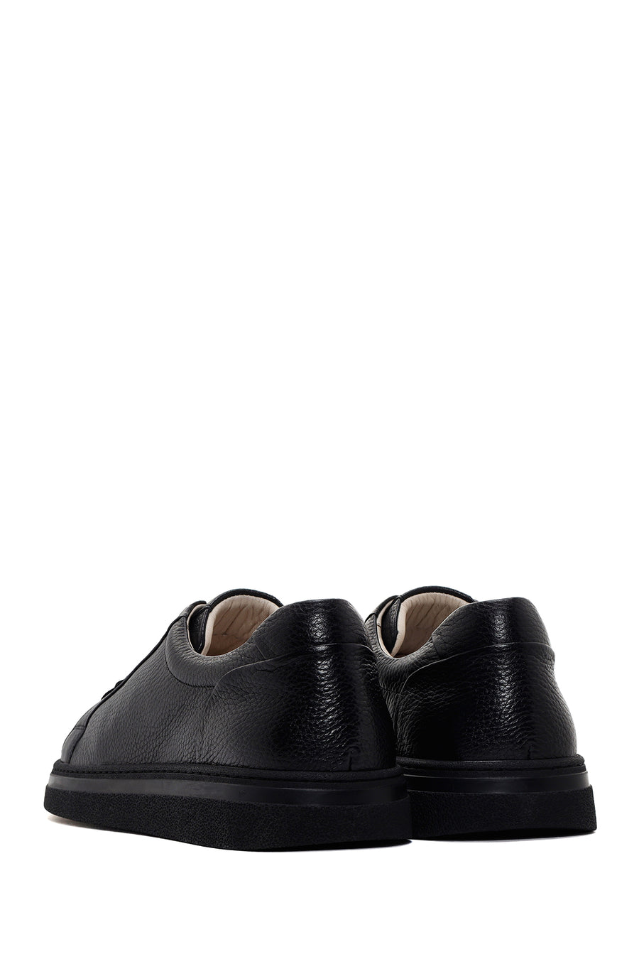 Men's Black Lace-up Leather Sneaker