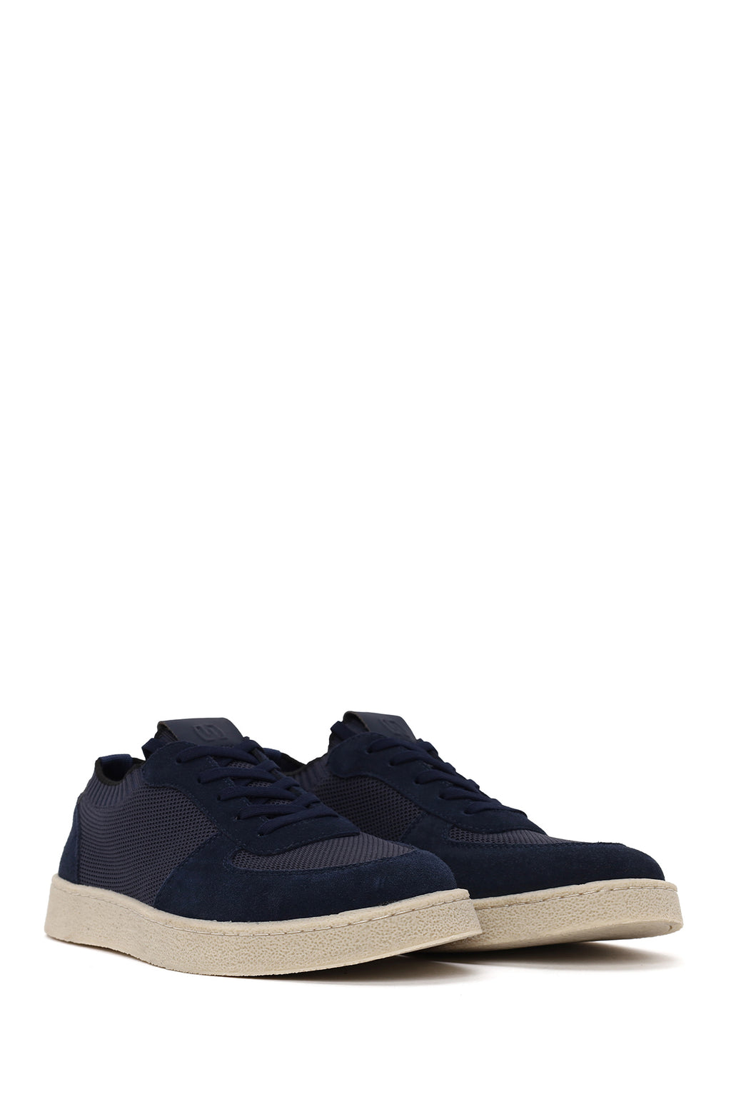 Erkek Lacivert Bağcıklı Süet Deri Sneaker