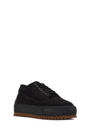 Male Black Lace-Up Thick-Soled Nubuck Leather Sneaker | Derimod