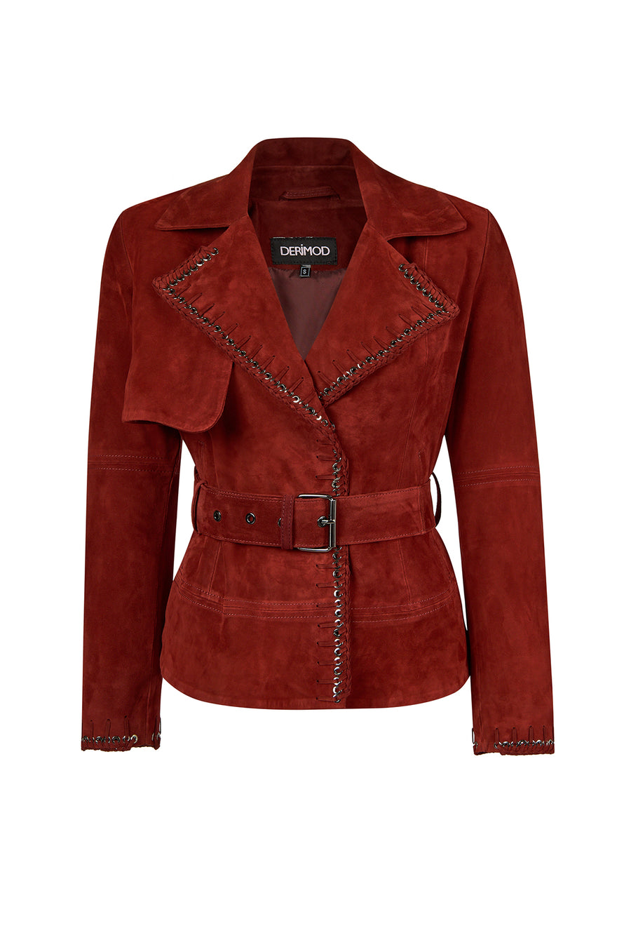 Patricia Woman Burgundy Biker Suede Jacket 26SGD563810 | Derimod