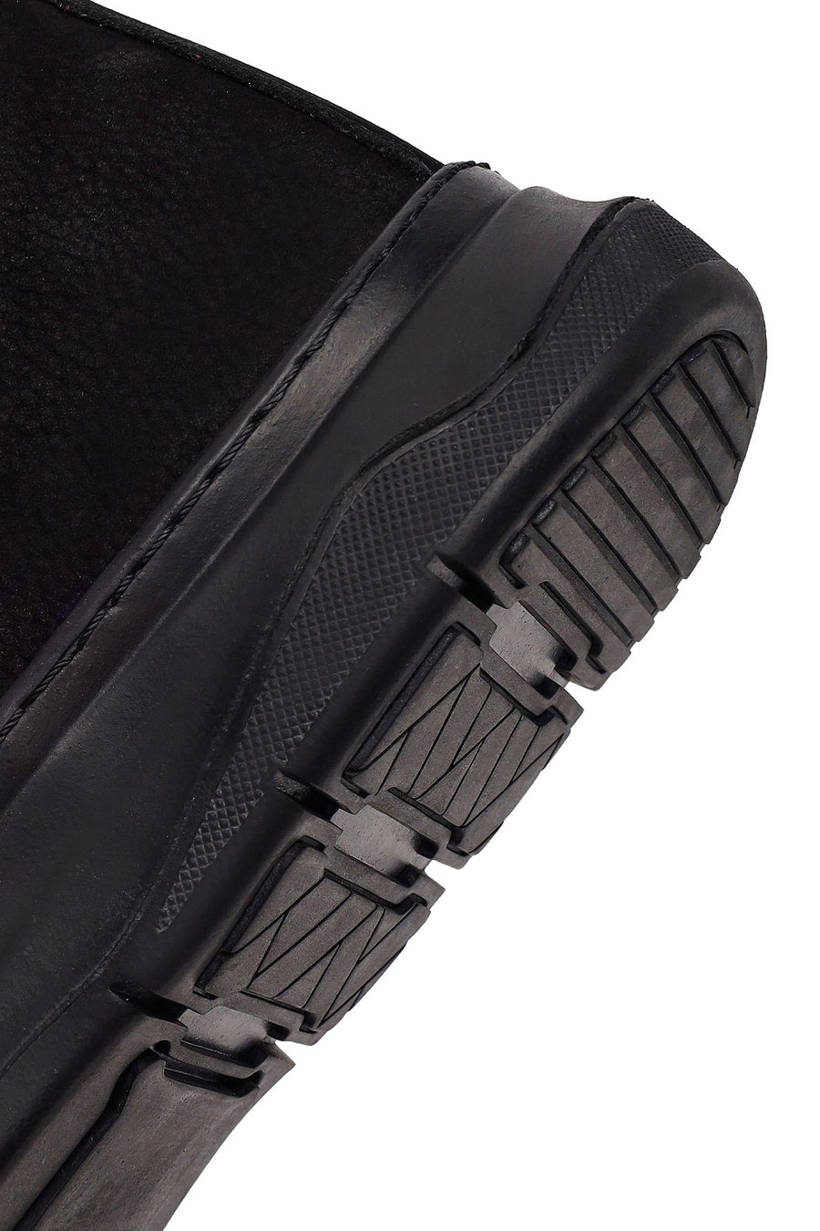 Erkek Siyah Bağcıklı Kalın Tabanlı Nubuk Deri Casual Sneaker