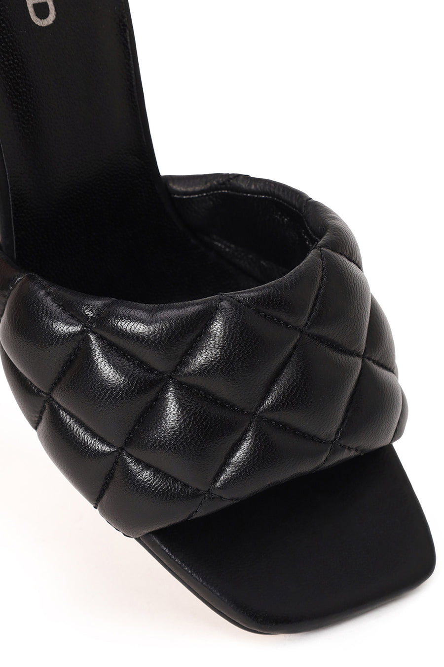 Woman Black Printed Thin-Heeled Leather Slippers