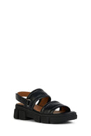 Geox Women's Black Lisbona Leather Sandals | Derimod