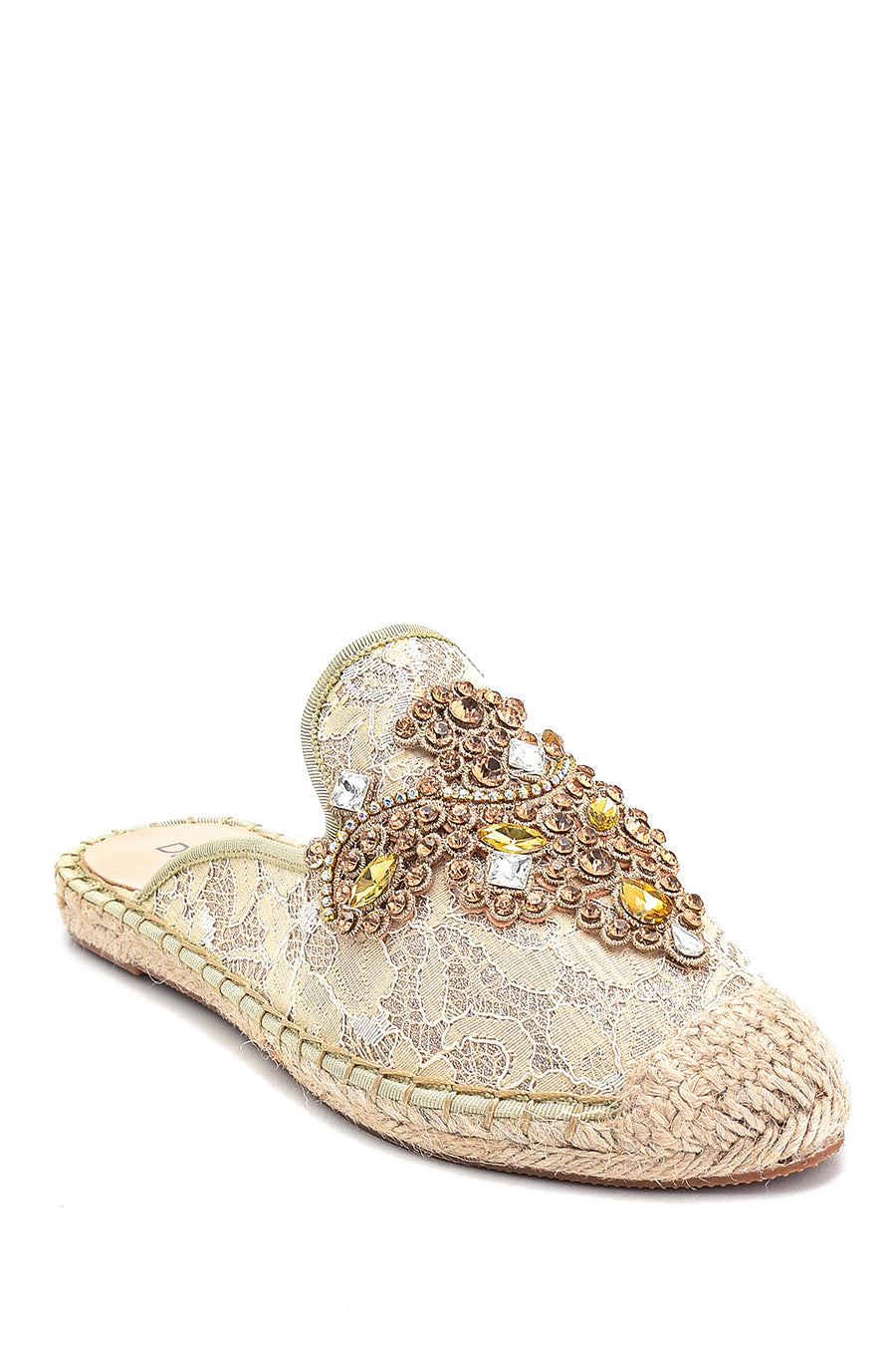 Women's Stone Detailed Straw Slippers