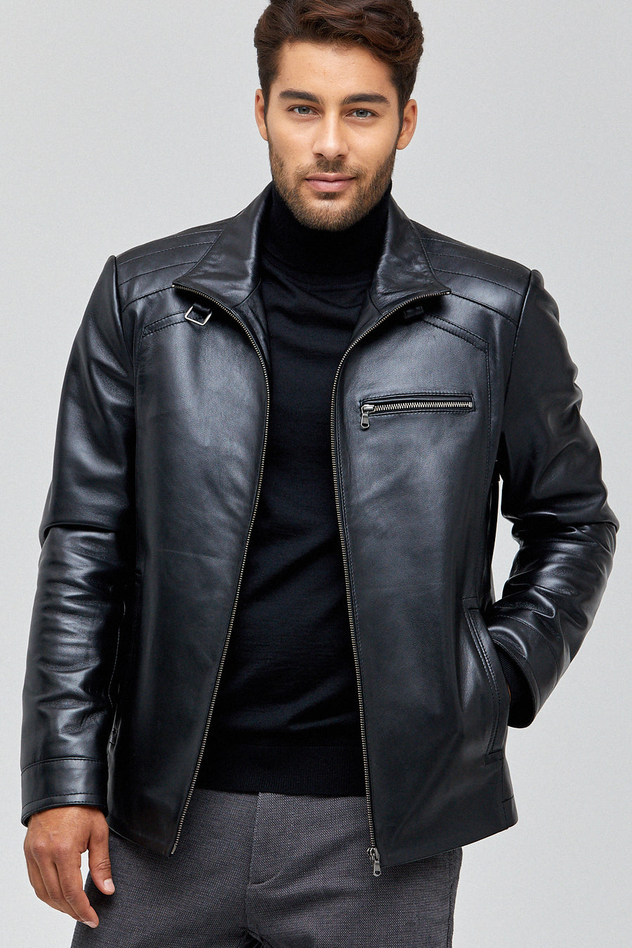 Bernard Men's Leather Jacket 19WGE63431M | Derimod