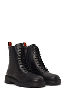 Harley Davidson Woman Black Cree Zip Closure Leather Combat Boots | Derimod