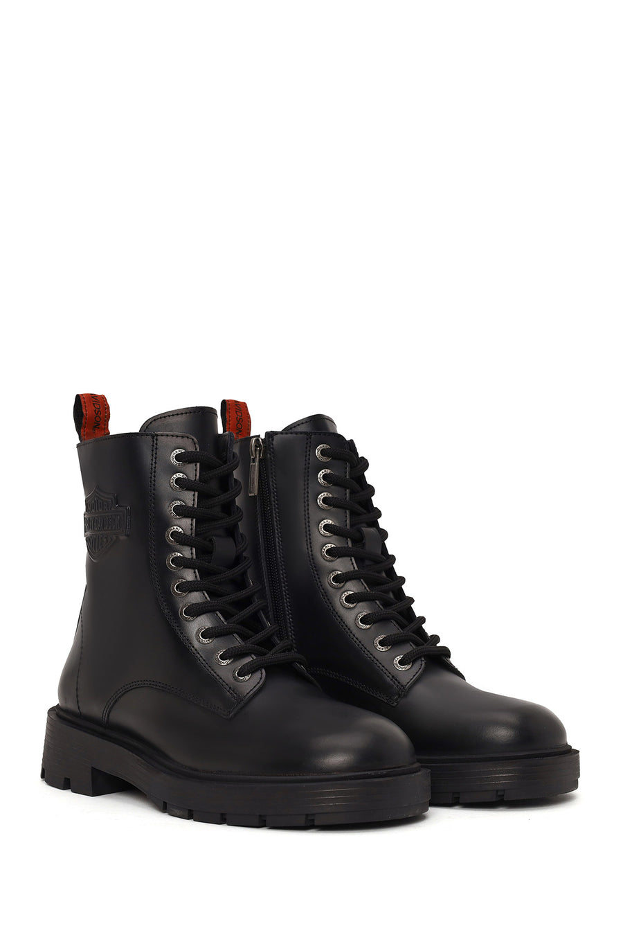 Harley Davidson Woman Black Cree Zip Closure Leather Combat Boots