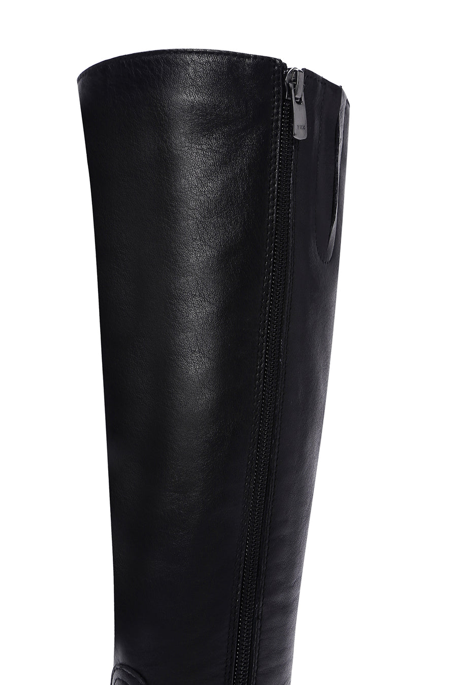 Woman Black Zip Closure Thick-Soled Leather Boot