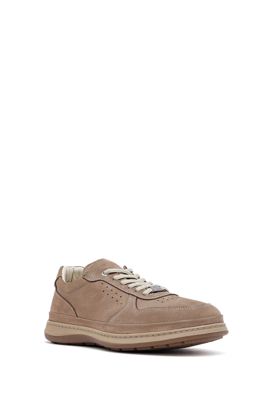 Erkek Vizon Bağcıklı Nubuk Deri Sneaker