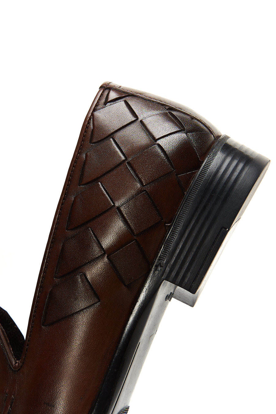 Erkek Deri Örgü Detaylı Klasik Loafer
