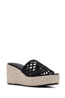 Women's Black Wedge Heeled Slippers | Derimod