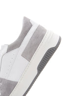 Men's White Suede Detailed Leather Sneaker | Derimod