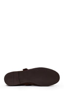 Woman Brown Mesh Suede Leather Ballet Flat | Derimod