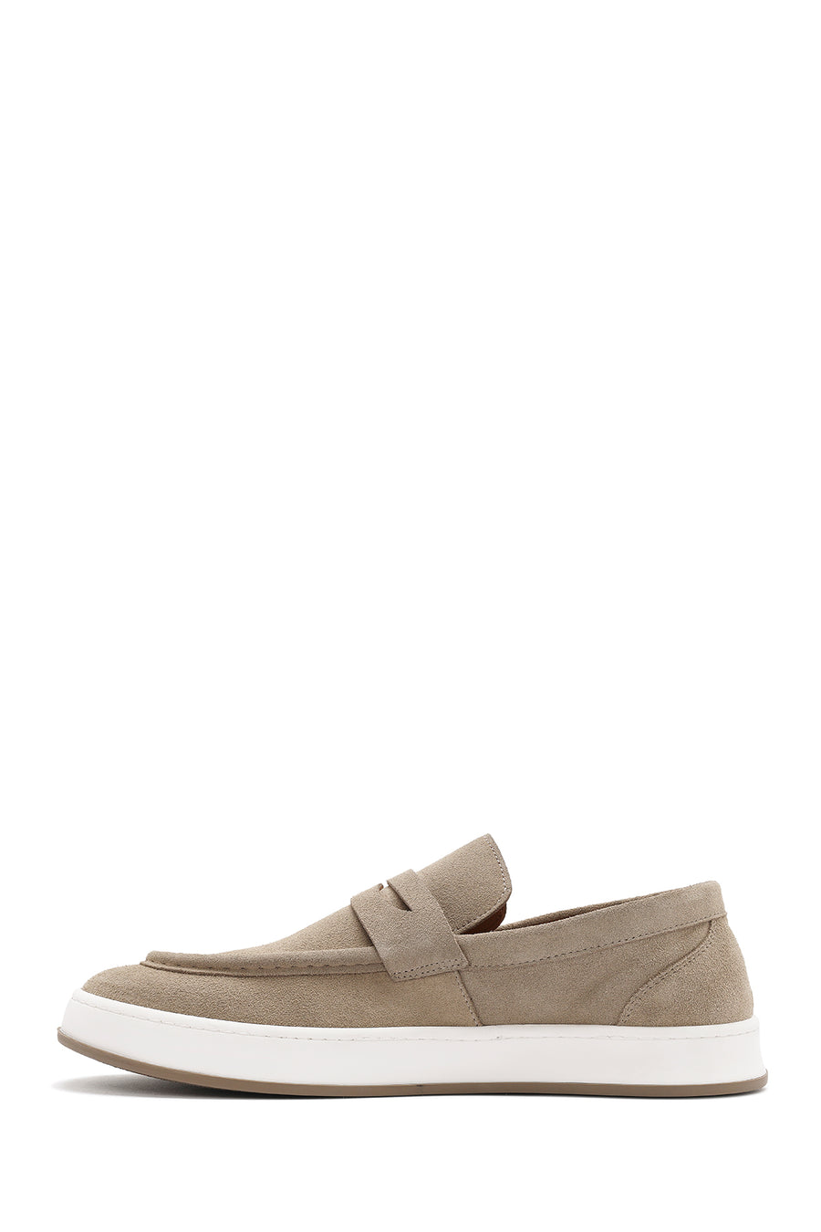 Men's Beige Chunky Suede Leather Loafers