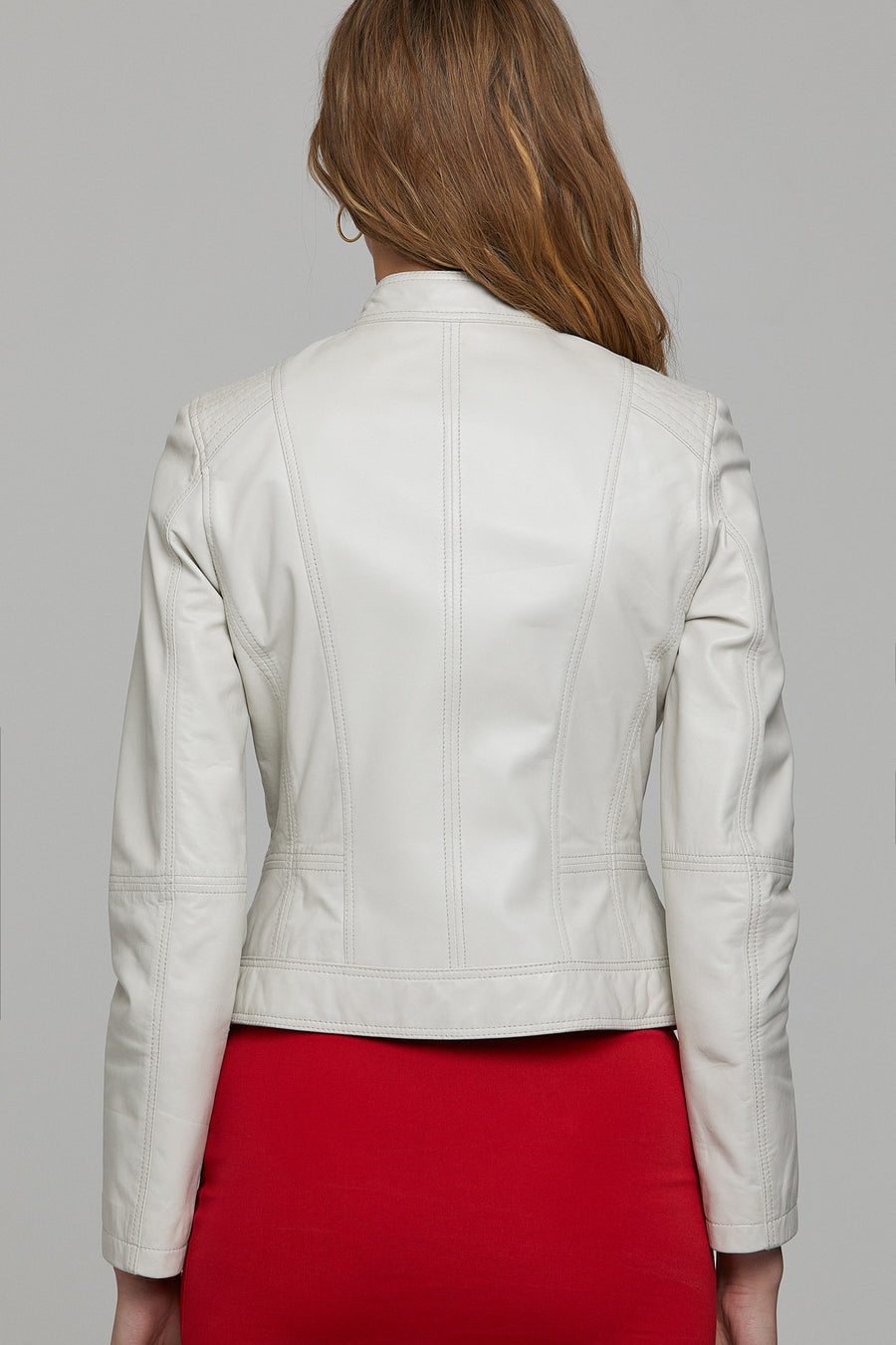 Kylie Women's Beige Leather Jacket