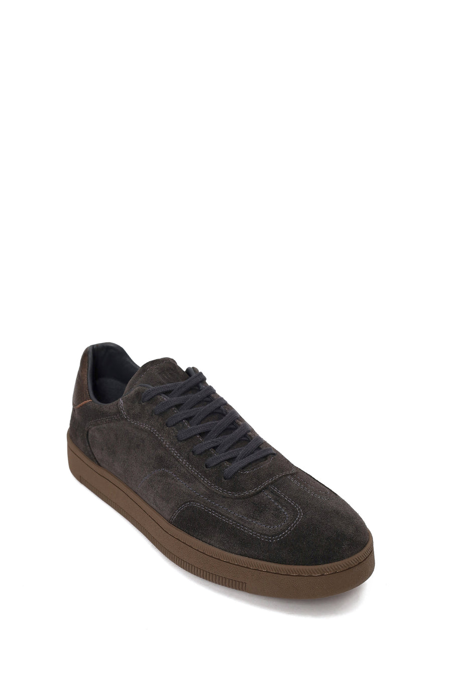 Male Anthracite Lace-up Thick-soled Suede Leather Sneaker