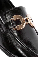 Women's Black Buckle Detailed Leather Masculine Loafer | Derimod